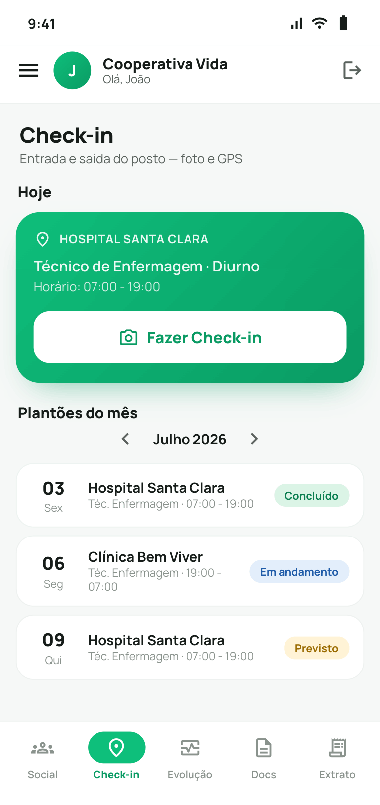App COOP NA MÃO - Check-in